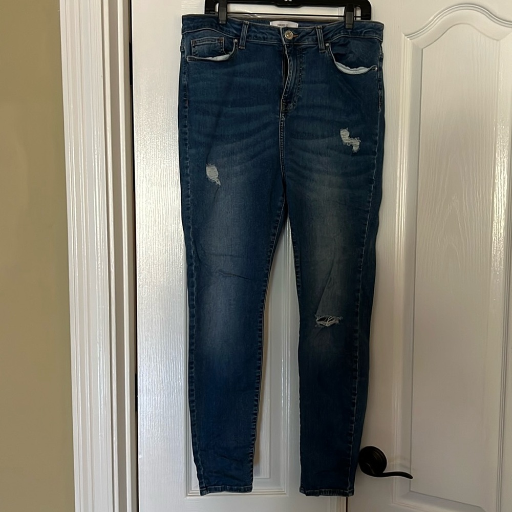 Blue straight leg jeans